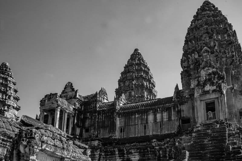 Die Ostseite des Tempelbezirks Angkor Wat.