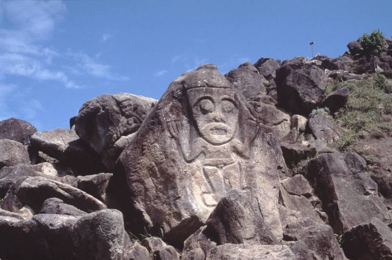 1986, San Agustín, archäologischer Park, bekannt durch die Felsskulpturen.