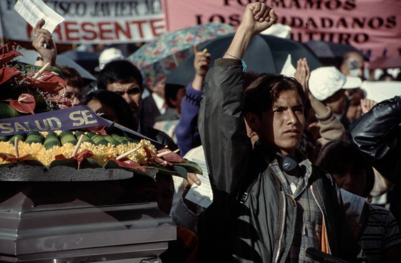 1999, Bogotá, Protest für eine bessere Gesundheitsversorgung.
