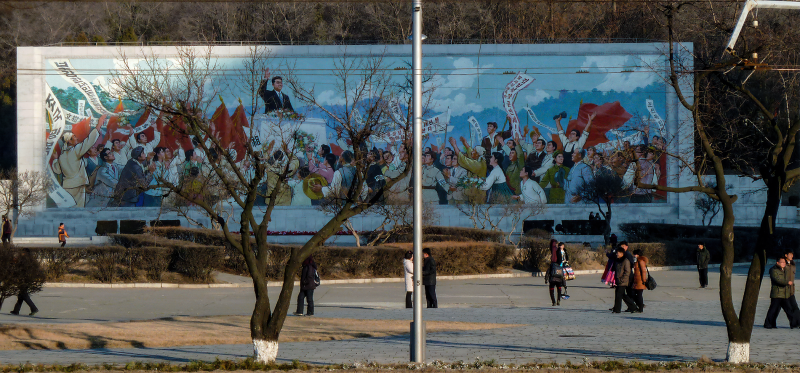 Wandmalerei in  Pjöngjang.