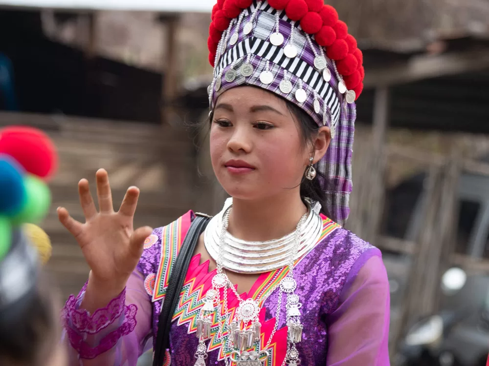 2019, Folklore-Fest in der Nähe von Phonsavan.