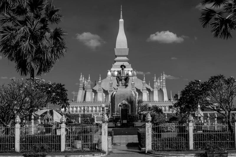 2019, Vientiane, Pha-That-Luang-Stupa, ein Nationalsymbol von Laos.