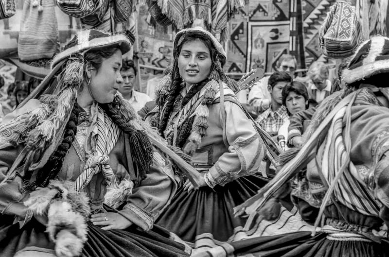 1985, traditionelle Tänze von Indigenas in Pisac.