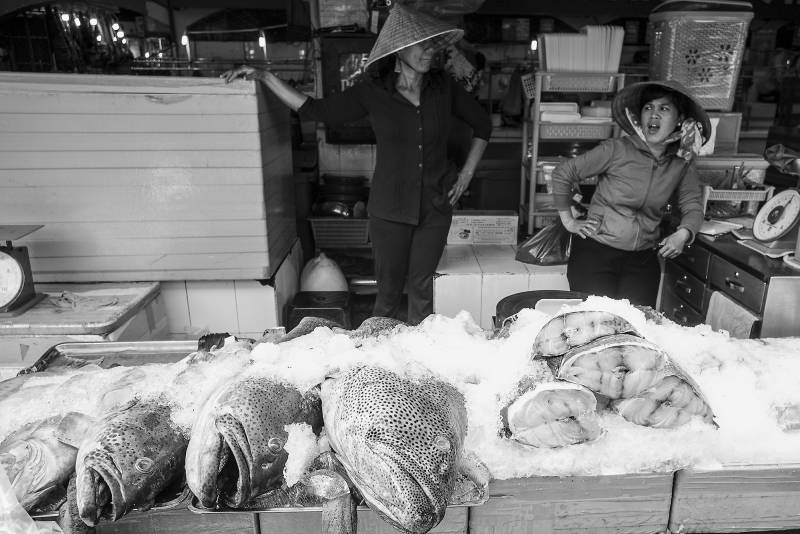 2018, Ho Chi Minh, Fischverkauf auf dem Markt.