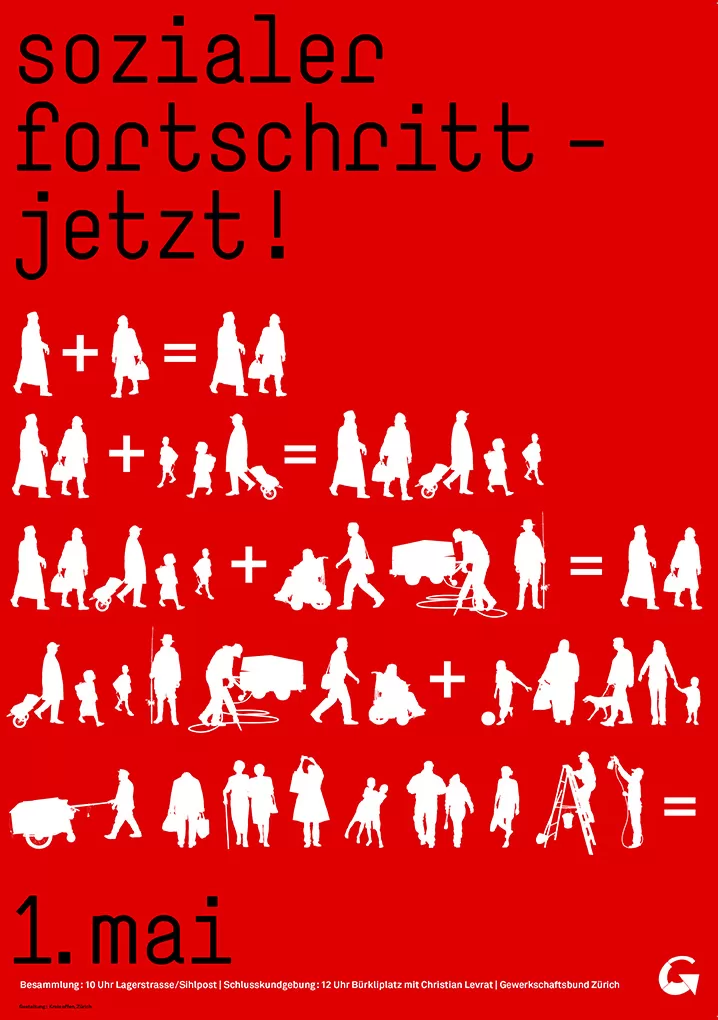 2008, 1-Mai-Plakat des Schweizerischen Gewerkschaftsbundes.