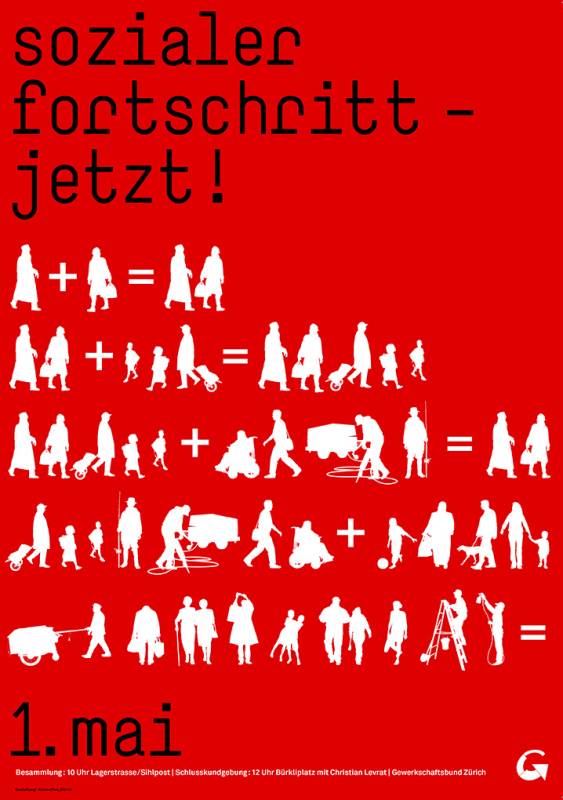 2008, 1-Mai-Plakat des Schweizerischen Gewerkschaftsbundes.
