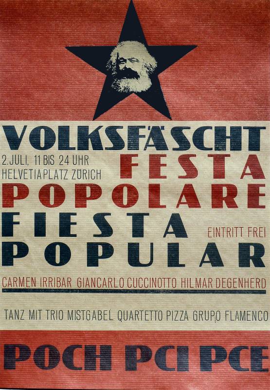 1977, Zürich, Entwurf für das «Volksfäscht» der Poch.